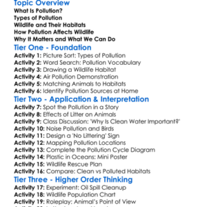 Pollution And Its Effects On Wildlife Worksheet Activity Booklet