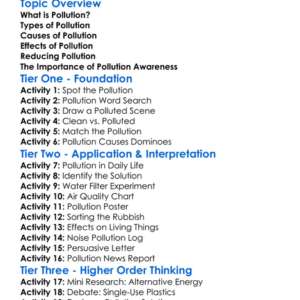 Pollution And Its Effects Worksheet Activity Booklet
