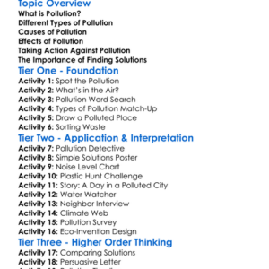 Pollution And Its Effects Worksheet Activity Booklet