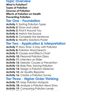 Pollution And Its Health Effects Worksheet Activity Booklet