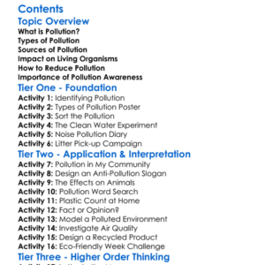 Pollution And Its Impact On Living Organisms Worksheet Activity Booklet