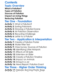 Pollution And Its Impact On Living Things Worksheet Activity Booklet