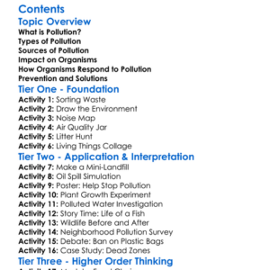 Pollution And Its Impact On Organisms Worksheet Activity Booklet