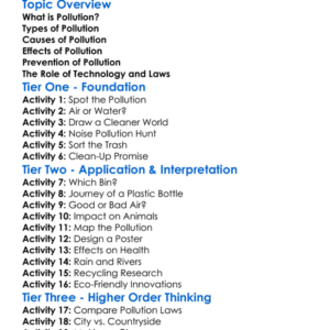 Pollution And Its Prevention Worksheet Activity Booklet