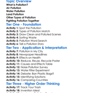 Pollution And Its Types Worksheet Activity Booklet