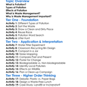 Pollution And Waste Management Worksheet Activity Booklet