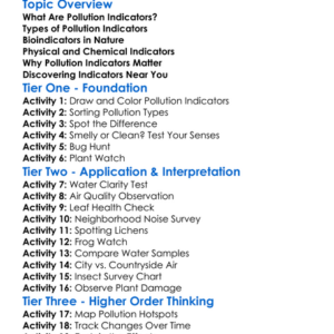 Pollution Indicators In Nature Worksheet Activity Booklet