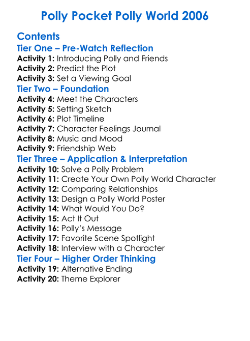 Polly Pocket Polly World 2006 Worksheet Activity Booklet