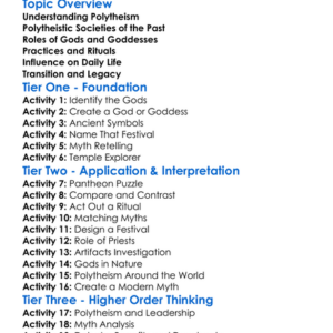 Polytheism In Ancient Societies Worksheet Activity Booklet