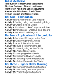 Pond And Lake Ecosystems Worksheet Activity Booklet