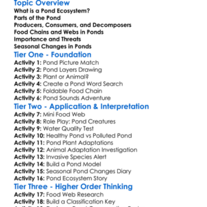 Pond Ecosystems Worksheet Activity Booklet