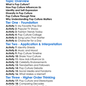Pop Culture And Identity Worksheet Activity Booklet