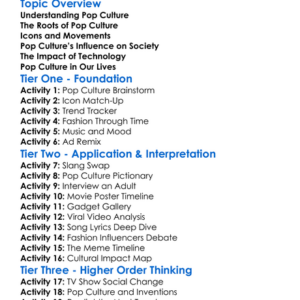 Pop Culture And Its Historical Impact Worksheet Activity Booklet