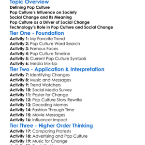 Pop Culture And Social Change Worksheet Activity Booklet