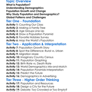 Population And Demographics Worksheet Activity Booklet