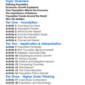 Population And Economic Growth Worksheet Activity Booklet