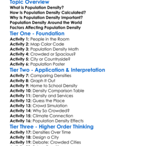 Population Density Worksheet Activity Booklet