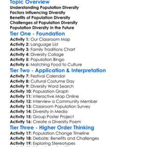 Population Diversity Worksheet Activity Booklet