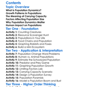 Population Dynamics And Carrying Capacity Worksheet Activity Booklet