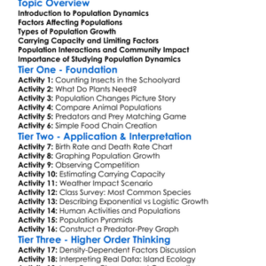 Population Dynamics In Ecology Worksheet Activity Booklet