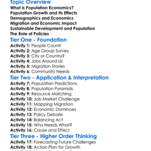 Population Economics Worksheet Activity Booklet