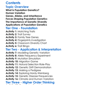 Population Genetics Human Variation Worksheet Activity Booklet