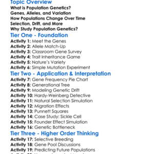 Population Genetics Worksheet Activity Booklet