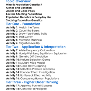 Population Genetics Worksheet Activity Booklet