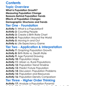Population Growth And Demographic Trends Worksheet Activity Booklet