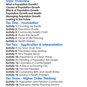 Population Growth And Health Worksheet Activity Booklet