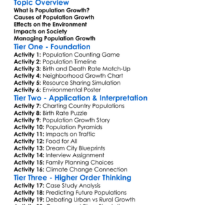 Population Growth And Its Effects Worksheet Activity Booklet