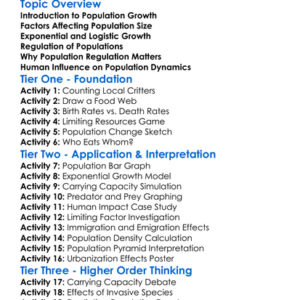 Population Growth And Regulation Worksheet Activity Booklet