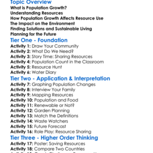 Population Growth And Resource Use Worksheet Activity Booklet