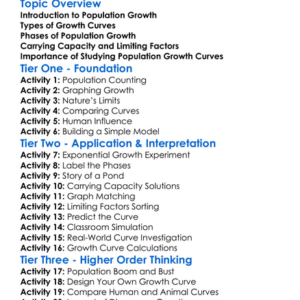 Population Growth Curves Worksheet Activity Booklet