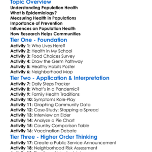Population Health And Epidemiology Worksheet Activity Booklet