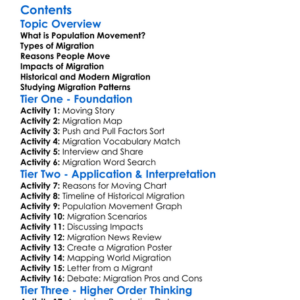 Population Movements And Migrations Worksheet Activity Booklet