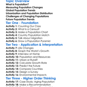 Population Trends Worksheet Activity Booklet