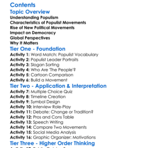 Populism And New Political Movements Worksheet Activity Booklet