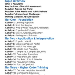 Populism In Modern Politics Worksheet Activity Booklet
