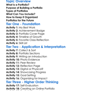 Portfolio Building Worksheet Activity Booklet