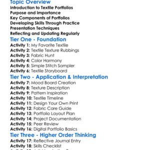 Portfolio Development For Textiles Worksheet Activity Booklet