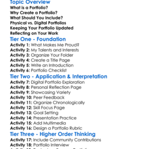 Portfolio Development Worksheet Activity Booklet