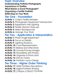 Portfolio Photography For Textiles Worksheet Activity Booklet