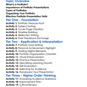 Portfolio Presentation Worksheet Activity Booklet
