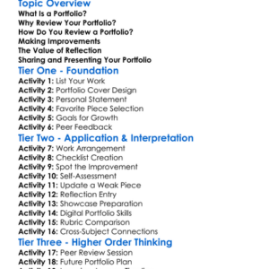 Portfolio Review And Improvement Worksheet Activity Booklet