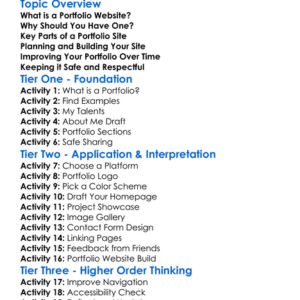 Portfolio Website Basics Worksheet Activity Booklet