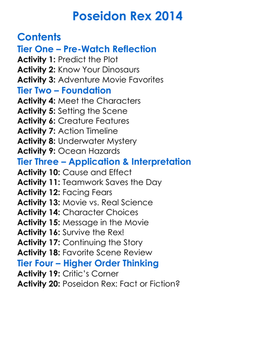 Poseidon Rex 2014 Worksheet Activity Booklet