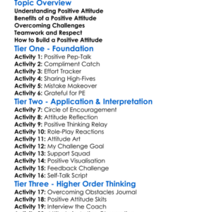 Positive Attitude In Pe Worksheet Activity Booklet