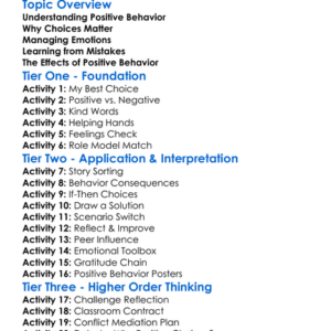 Positive Behavior Choices Worksheet Activity Booklet