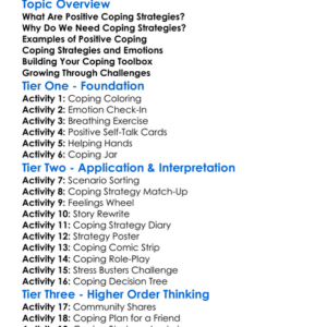 Positive Coping Strategies Worksheet Activity Booklet